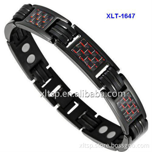 Black carbon fiber titanium magnetic rubber bracelet watches